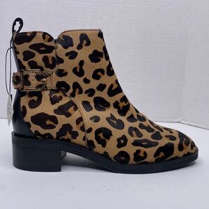 Cole Haan Womens Kimberly Waterproof Haircalf Leopard Leather Bootie Size 6